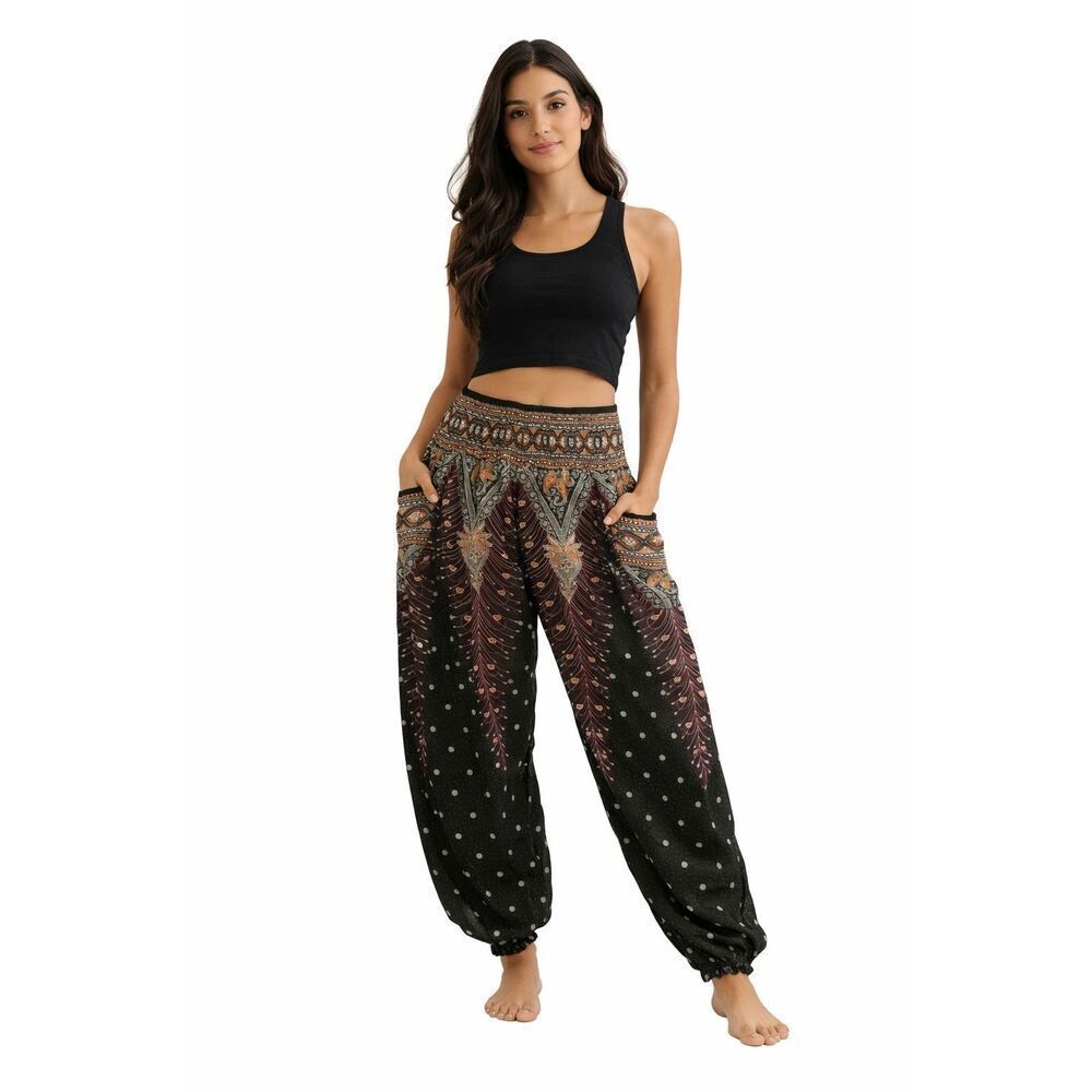 Harem Garden Rayon Aztec Tribal Festival Gypsy Bohemian Yoga Pants SZ 3XL #2591